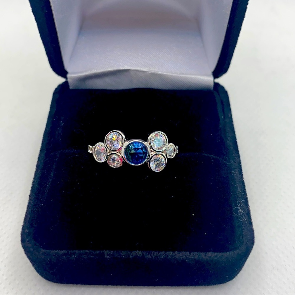 Blue & white topaz ring size 8